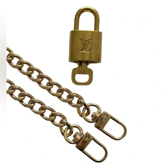 Louis Vuitton Gold Lock & Key #300 w NEW Aftermath Chain 32” - Picture 2 of 8